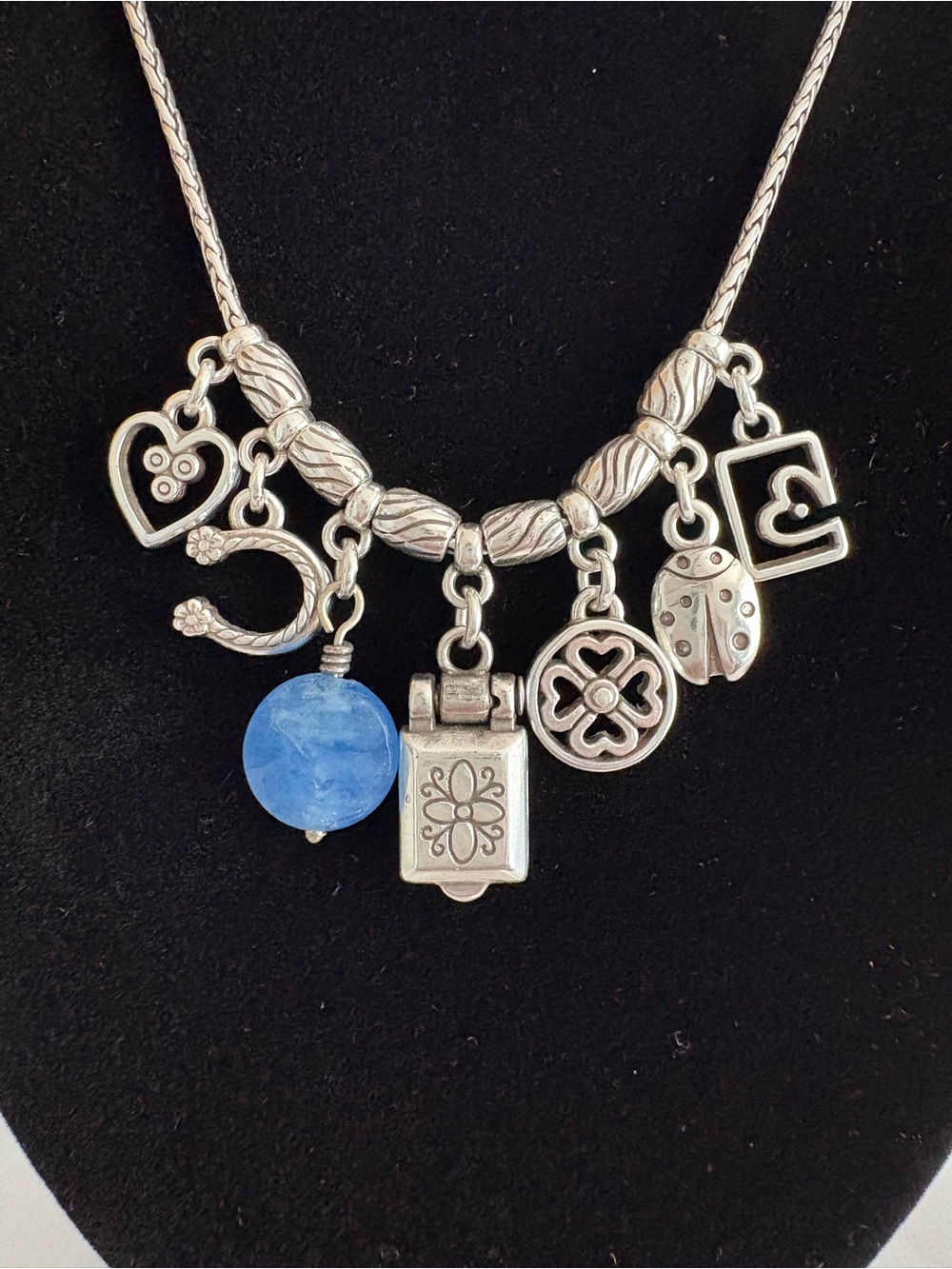 Brighton Fortune Lucky Charms Necklace with Blue Glass Bead